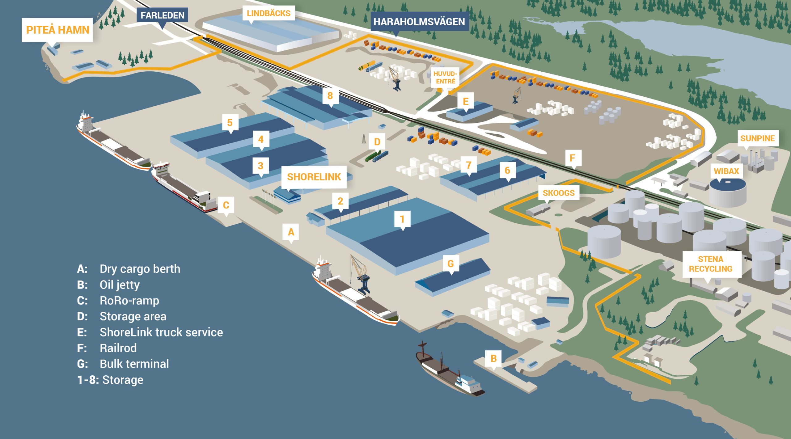 Map of the port area.